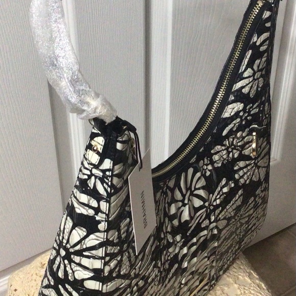 Brahmin Leather Daisy Batik Black /White Elegant Shoulder Bag. 
NEW WITH TAGS - Picture 2 of 10